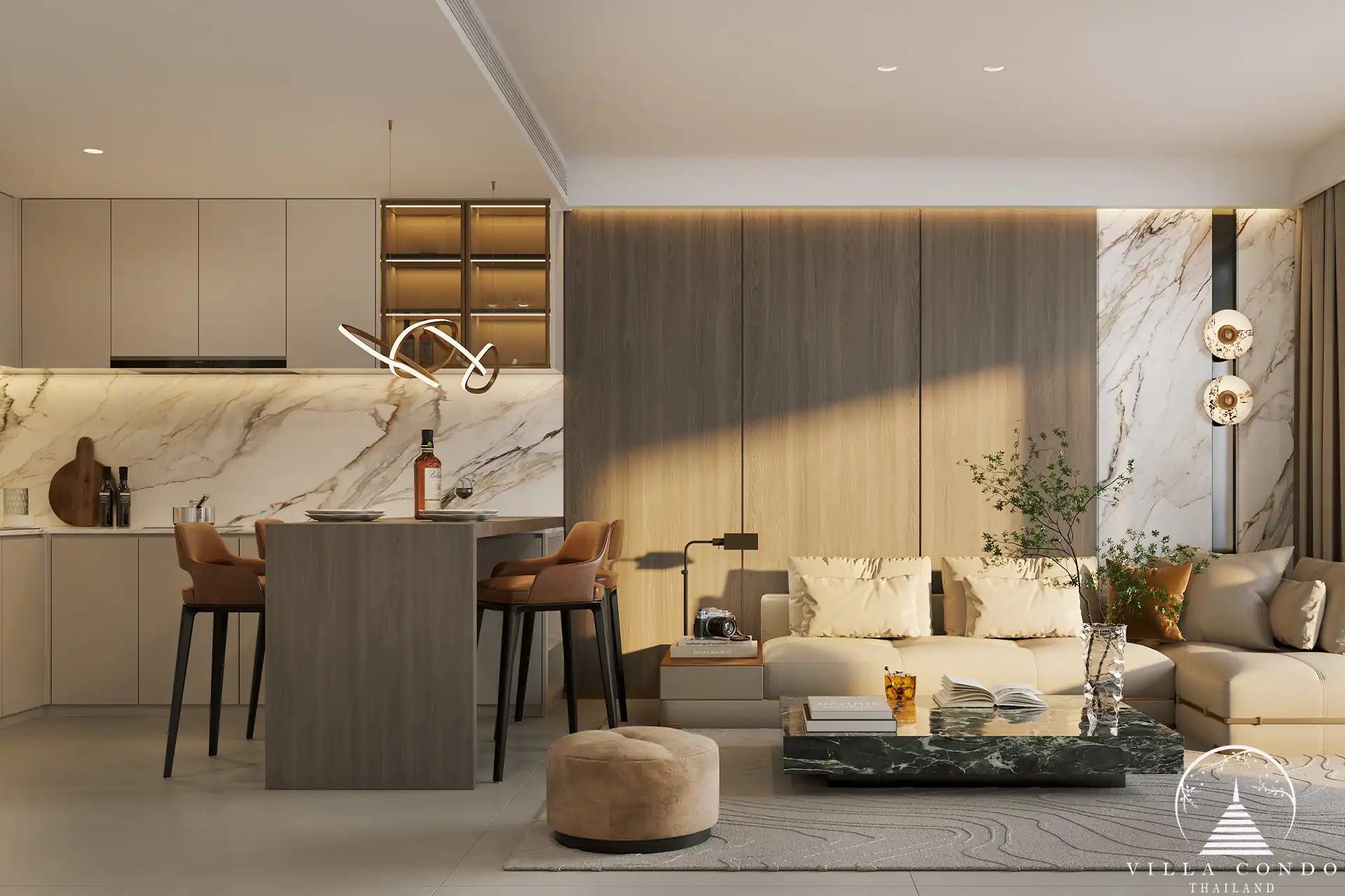 Modern interior of Ayana Heights Seaview Residence living space.