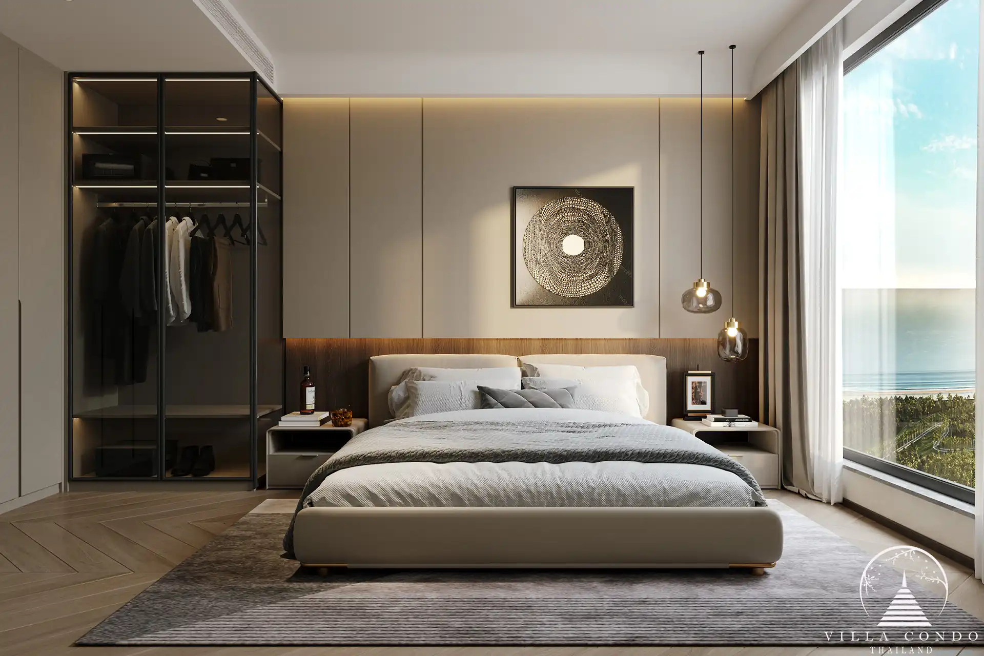 Modern interior of Ayana Heights Seaview Residence living space.