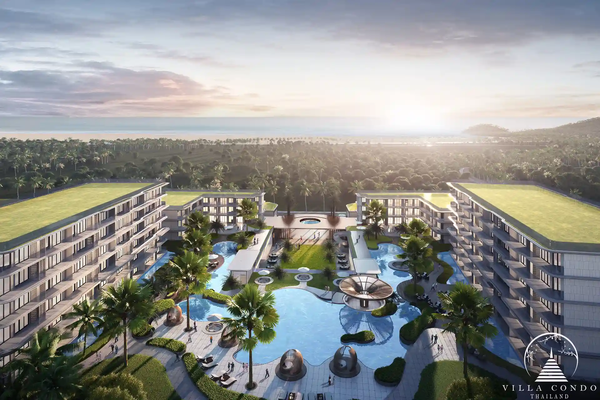 Ayana Heights Seaview Residence exterior with lush greenery and sea views.