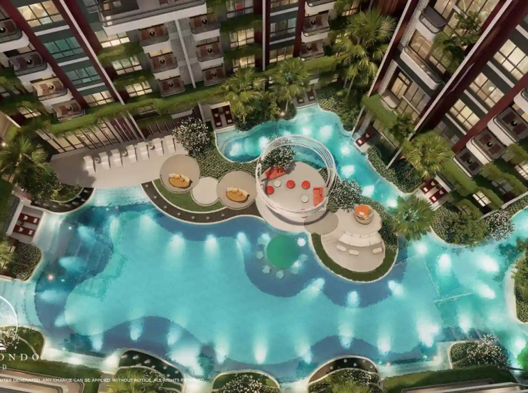 Bird’s eye view of The Title Artrio Bangtao luxury condominium project.