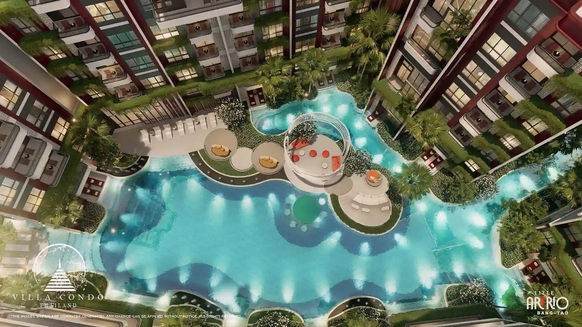 Bird’s eye view of The Title Artrio Bangtao luxury condominium project.