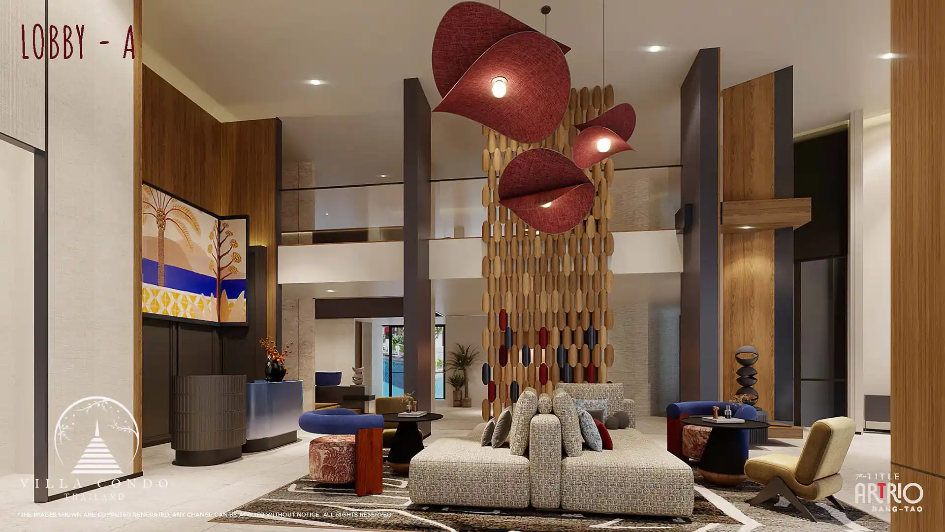 Elegant Lobby A at The Title Artrio Bangtao with modern furnishings and artistic design.