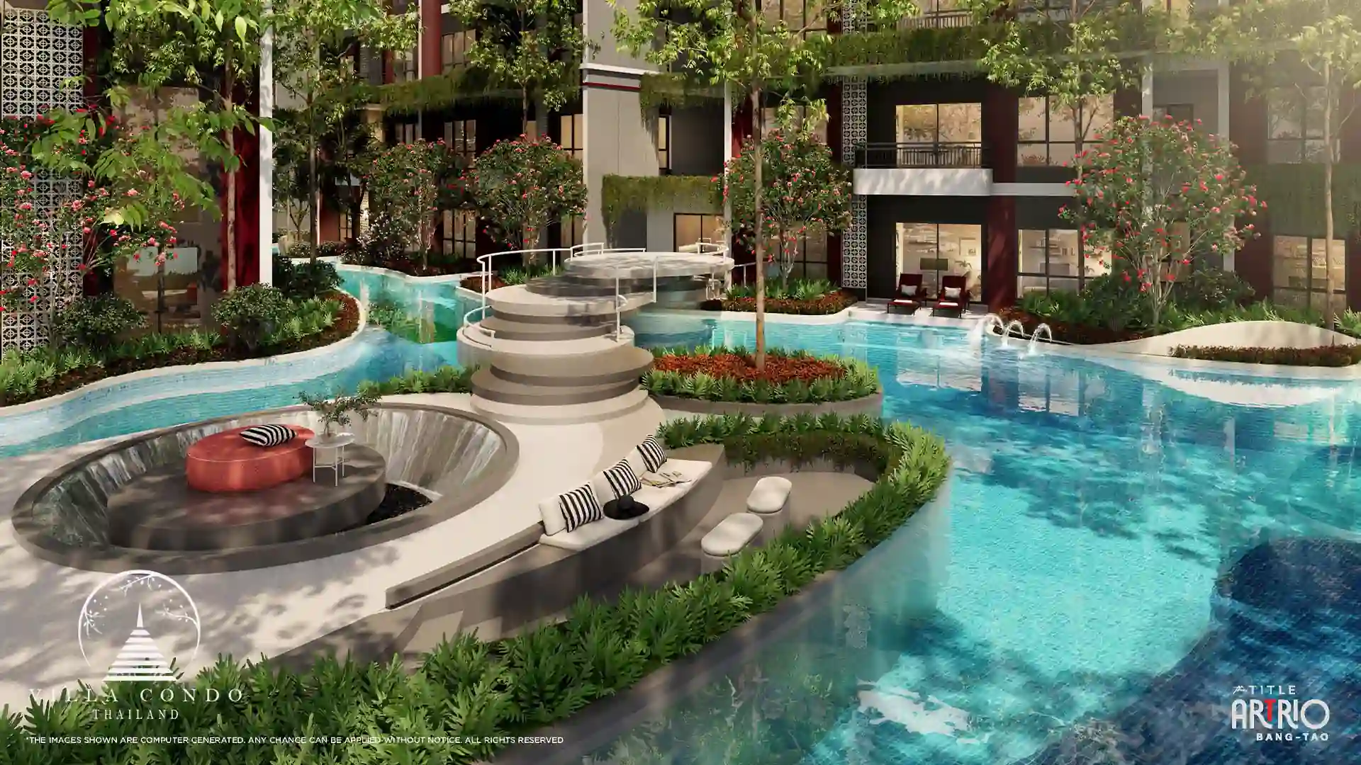 Outdoor area at The Title Artrio Bangtao featuring landscaped gardens and relaxation spaces.