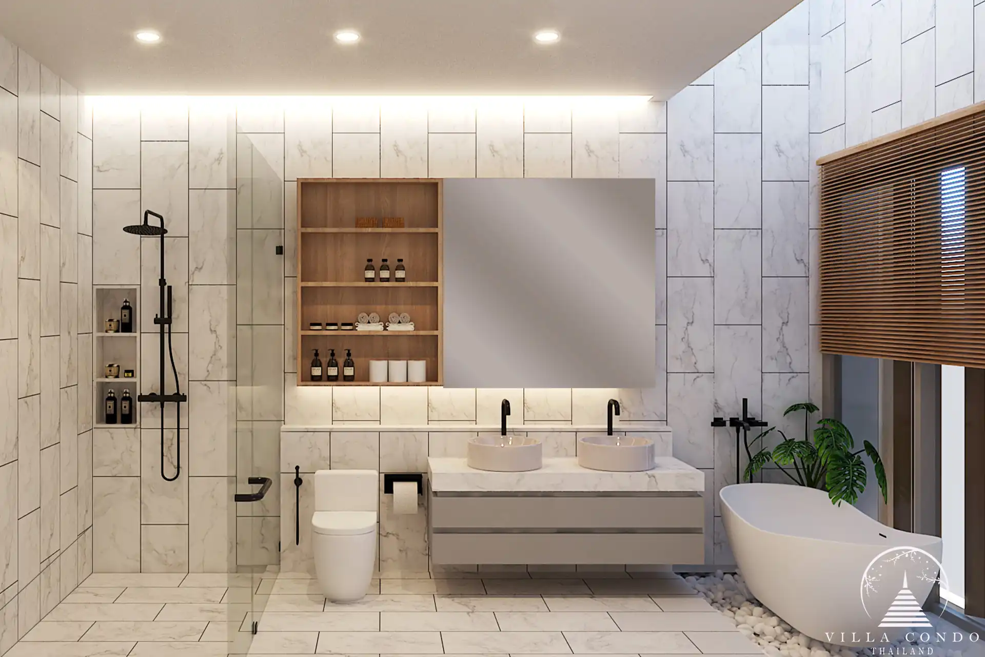 Bliss Hideaway master bathroom with high-end fixtures and a spa-like design.
