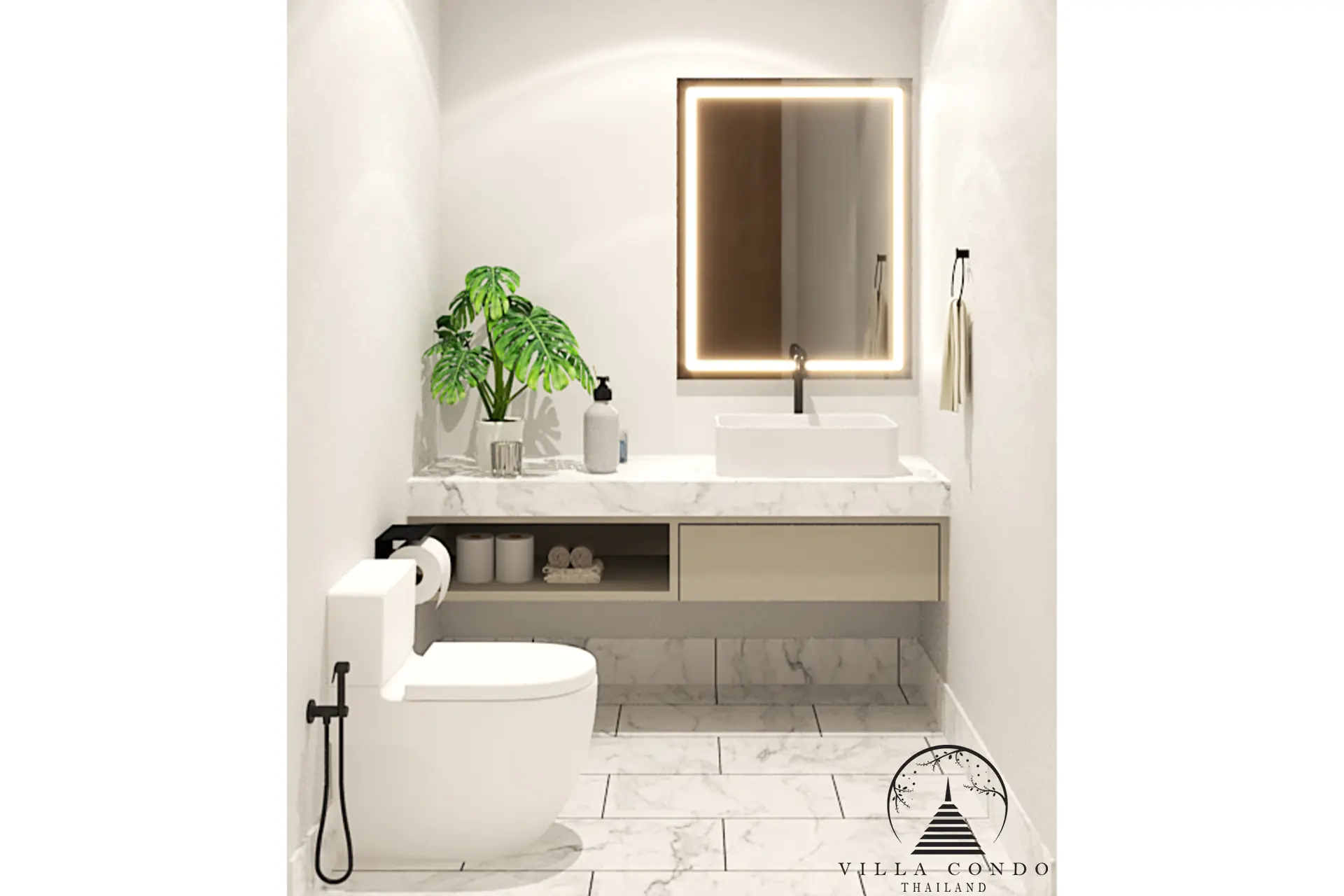Bliss Hideaway luxurious bathroom with modern fixtures.
