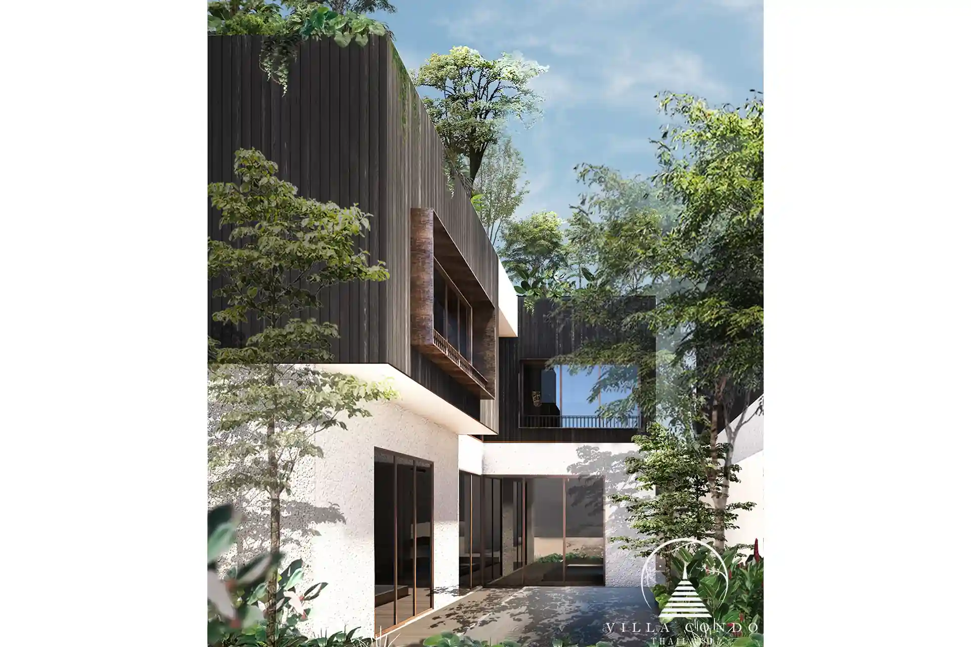 Villa Qabalah exterior view with lush greenery.