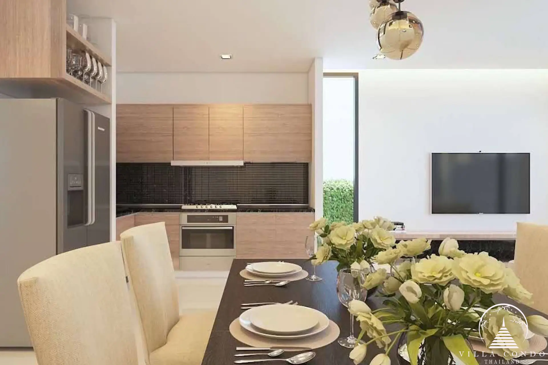 Interior of Goldena Pool Villas with modern decor.
