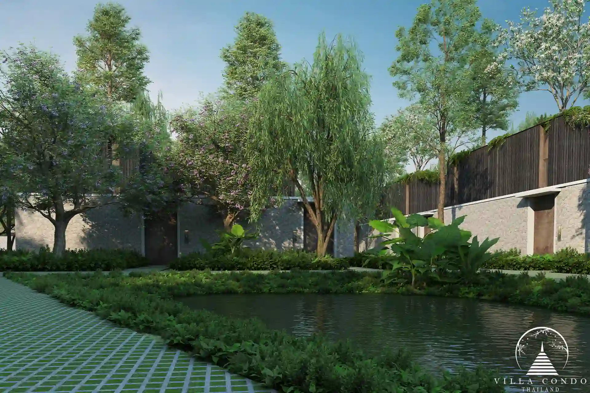 Scenic natural lake surrounded by greenery at Villa Qabalah.