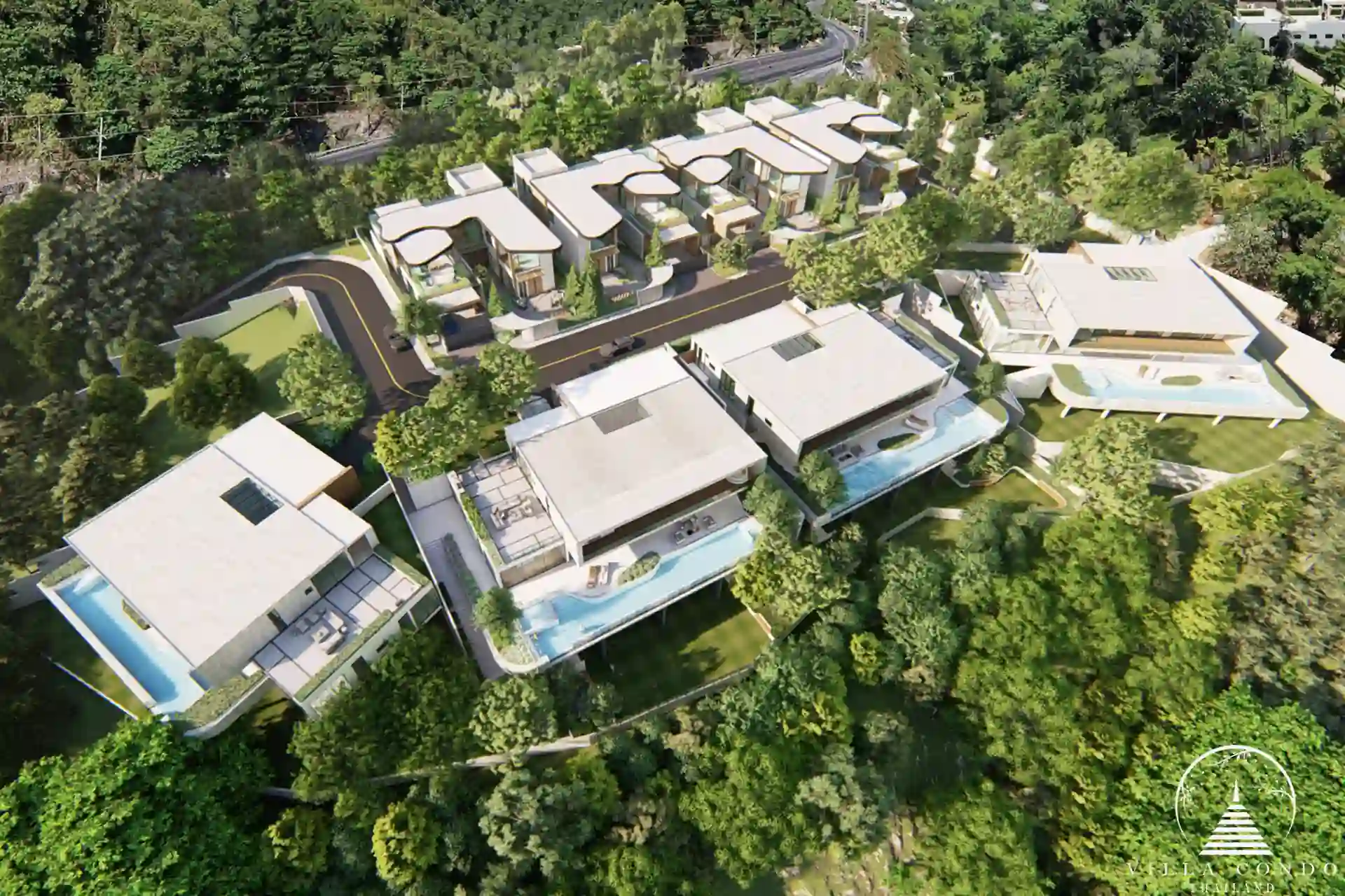 Bird’s eye view of Rovana Rhea Villa Phuket.