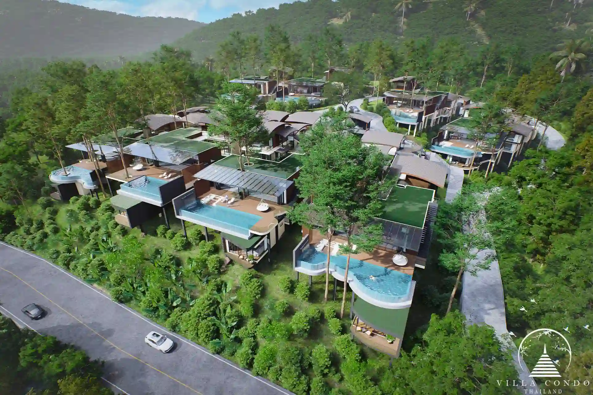Bird’s eye view of Sinae Residence and its surrounding natural beauty