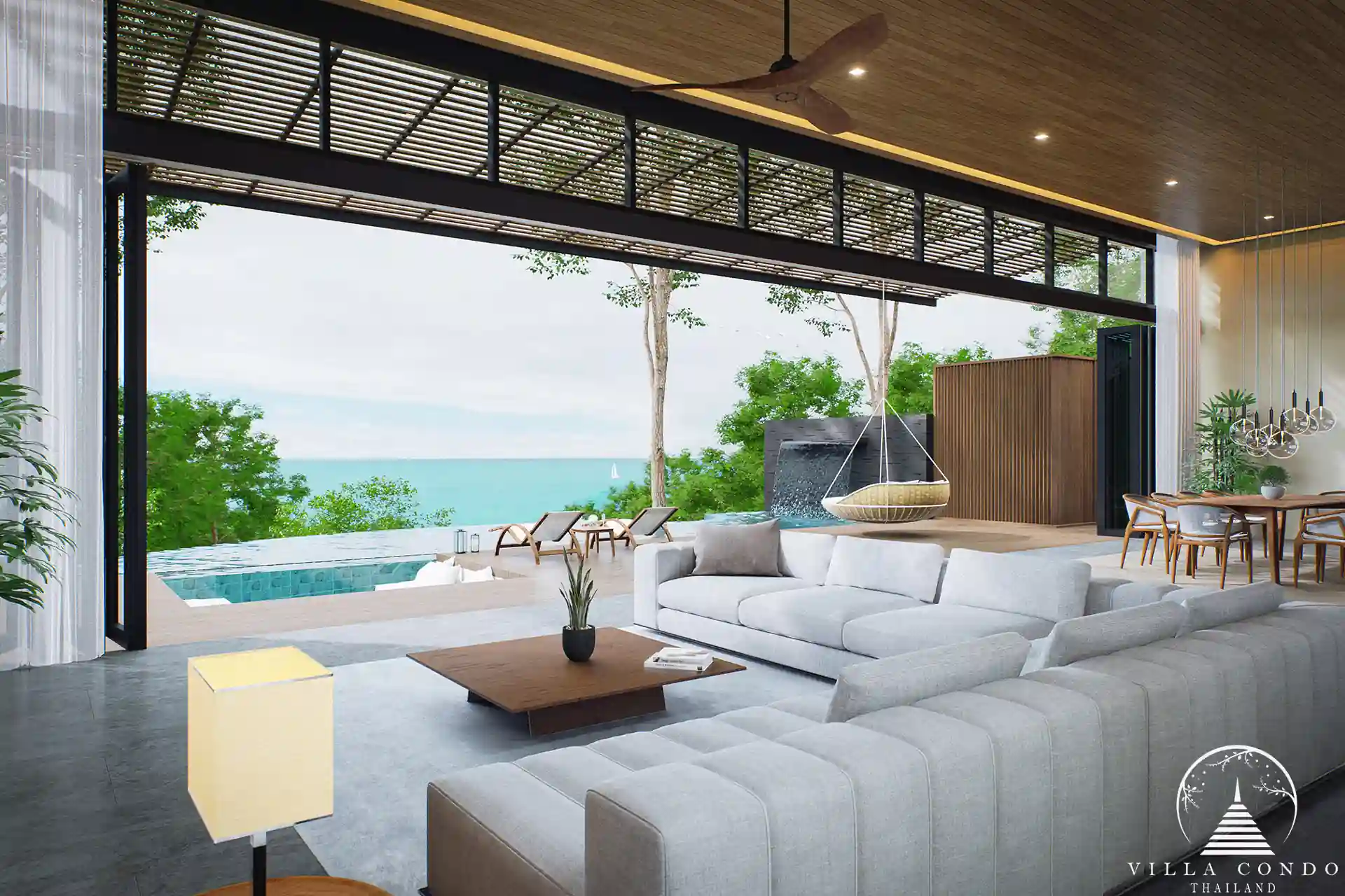 Stylish living area with sea views at Sinae Residence