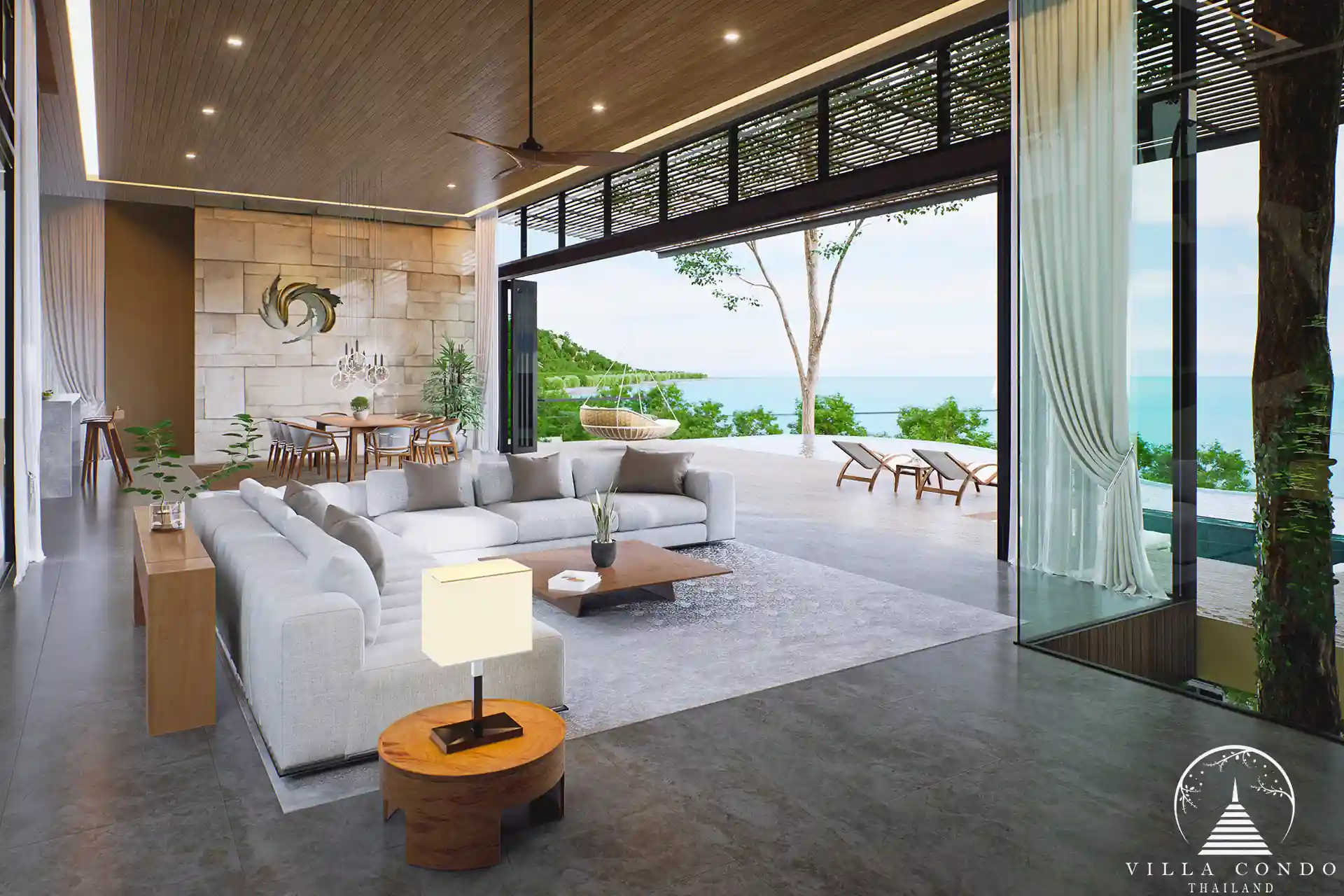 Stylish living area with sea views at Sinae Residence