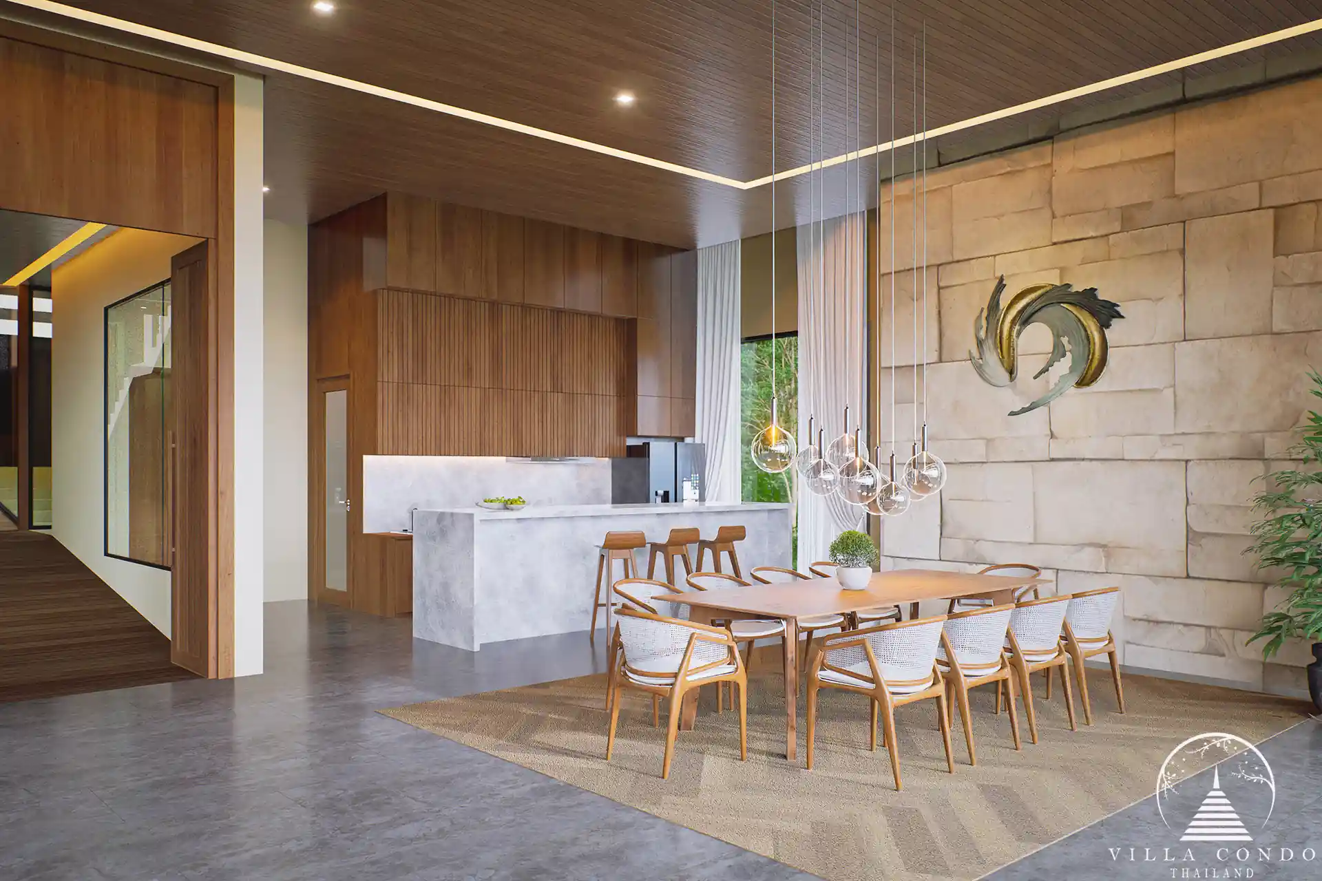 Elegant dining area with sea view in Sinae Residence