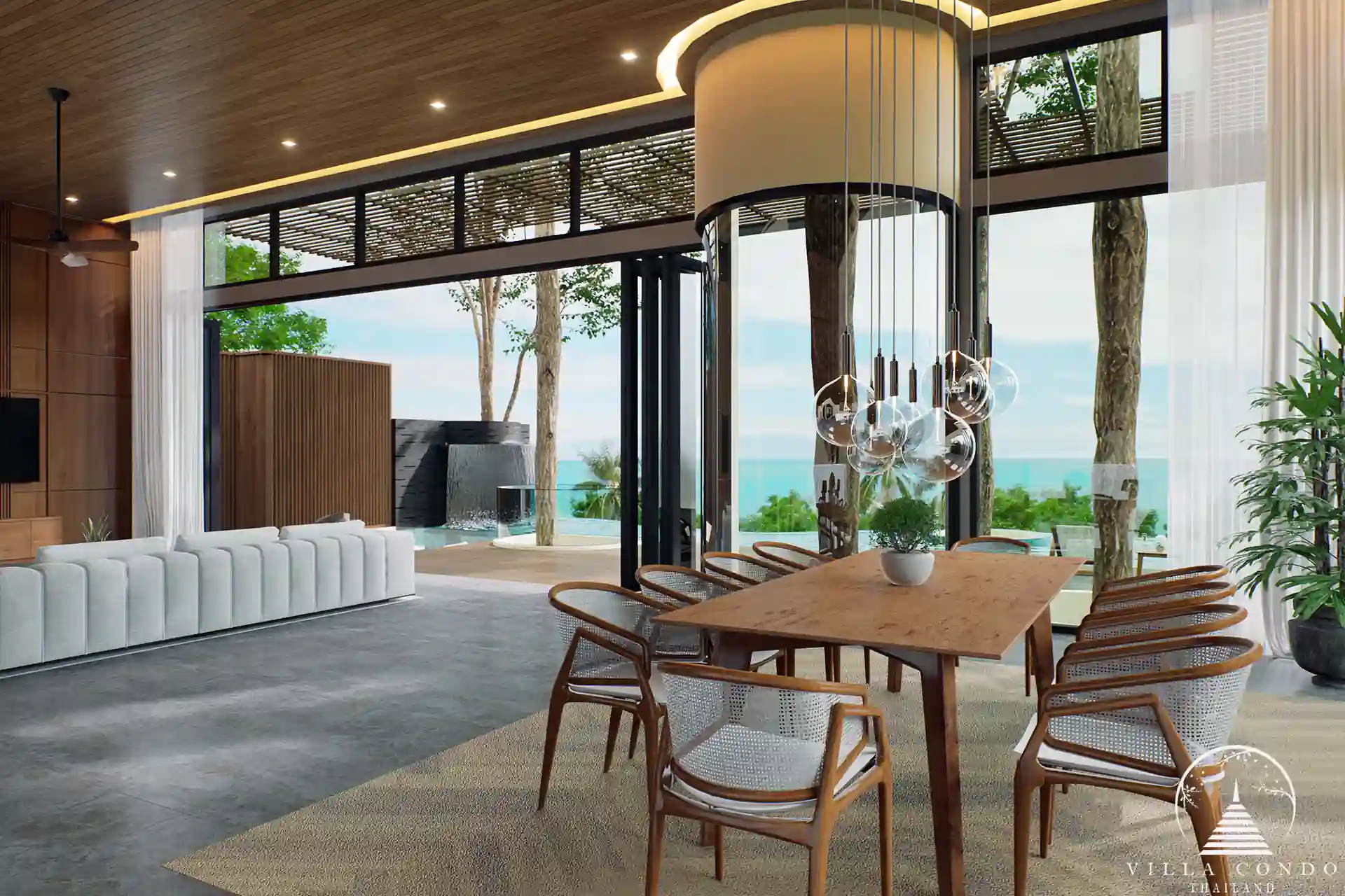 Elegant dining area with sea view in Sinae Residence