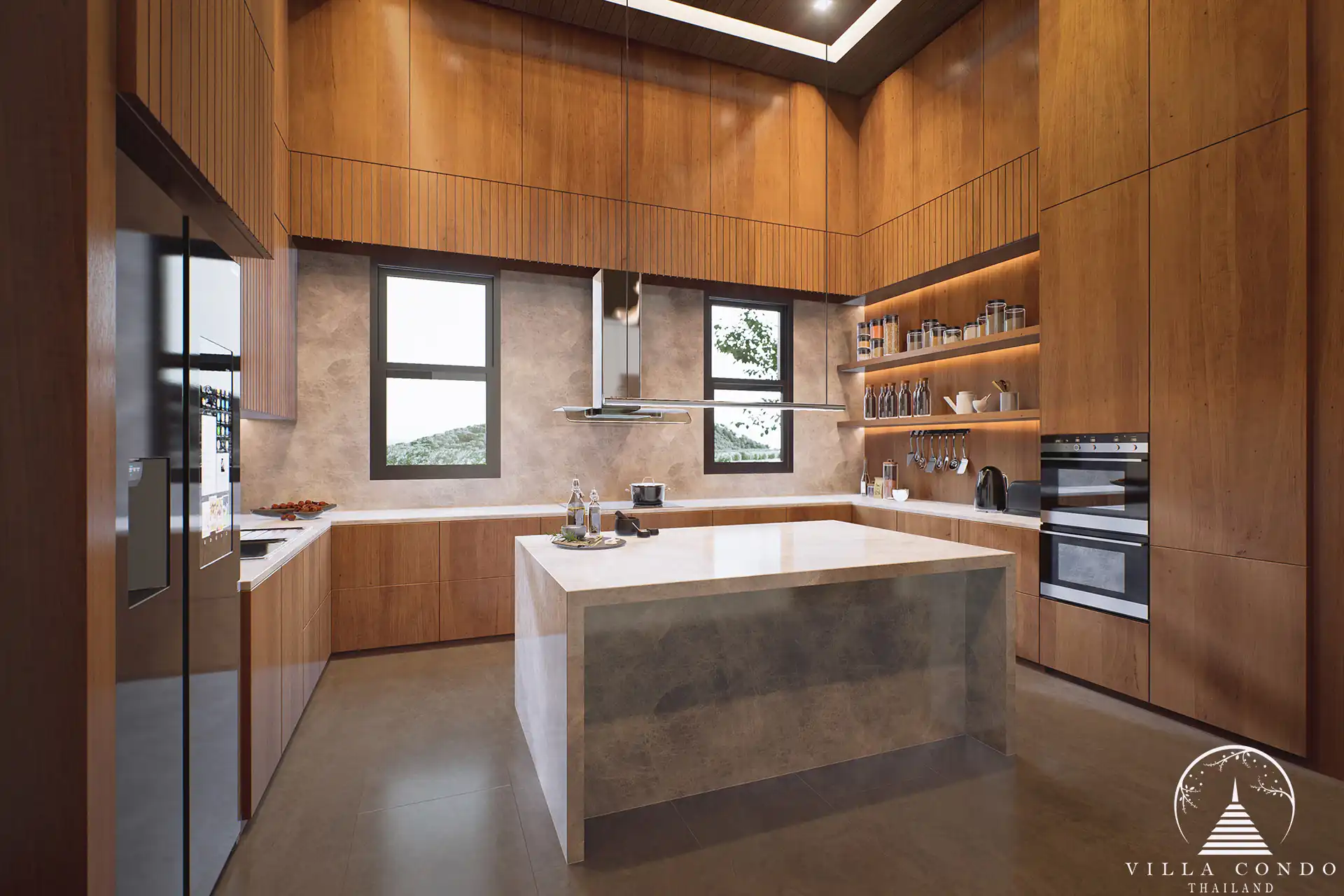 Spacious kitchen with premium appliances in Sinae Residence