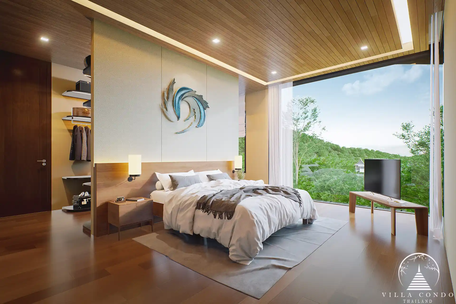 Sinae Residence master bedroom with stunning sea views.
