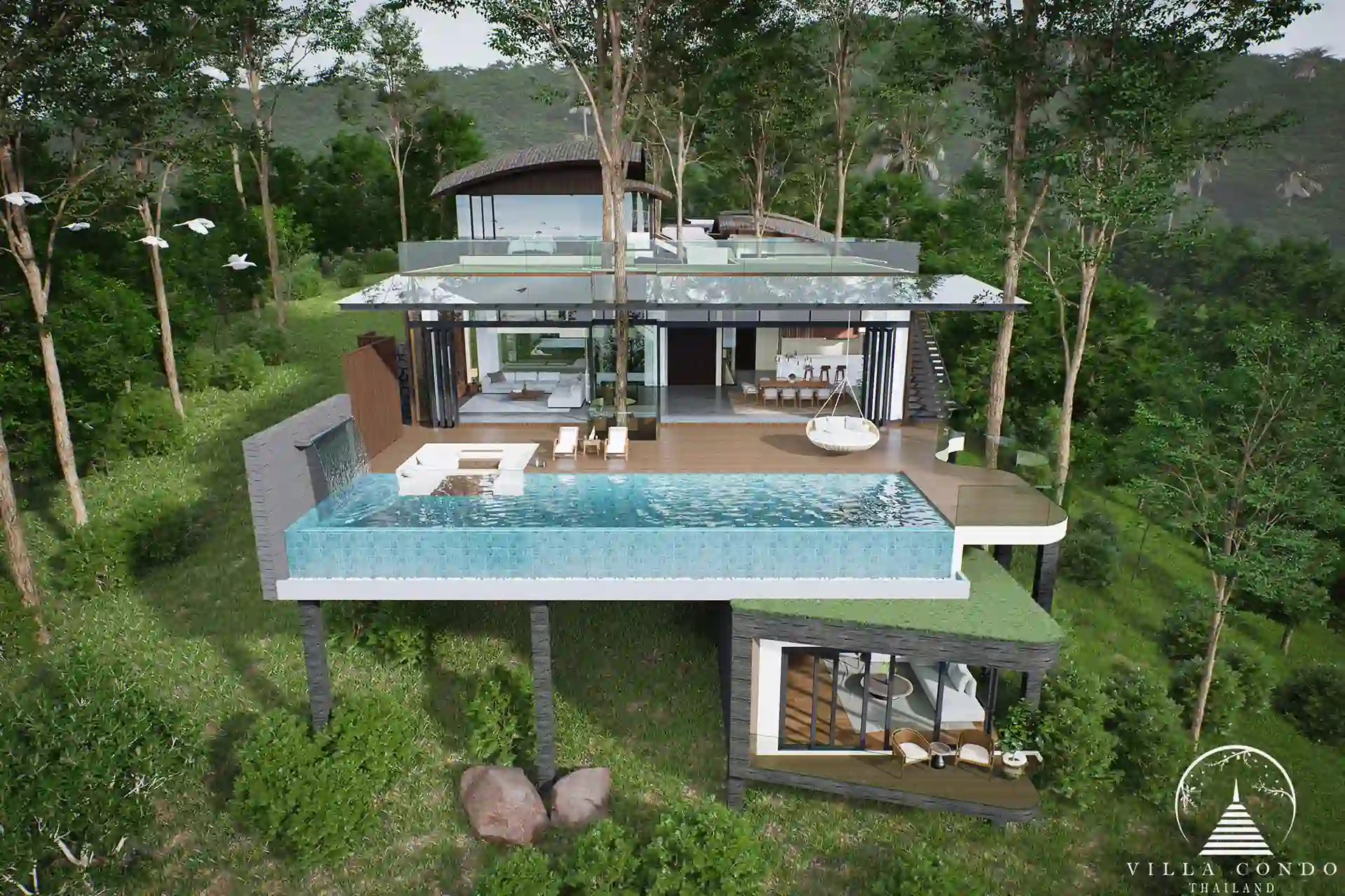 Front exterior of Sinae Residence villa with modern design