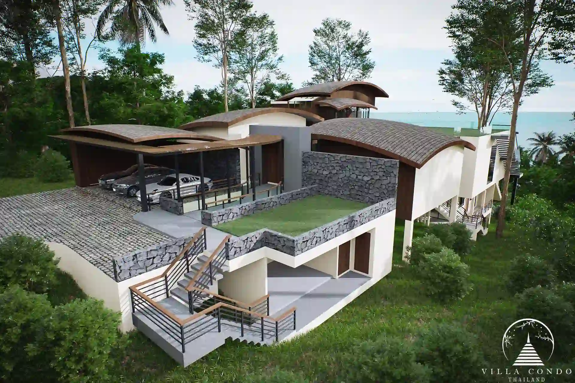 Lush garden area at Sinae Residence
