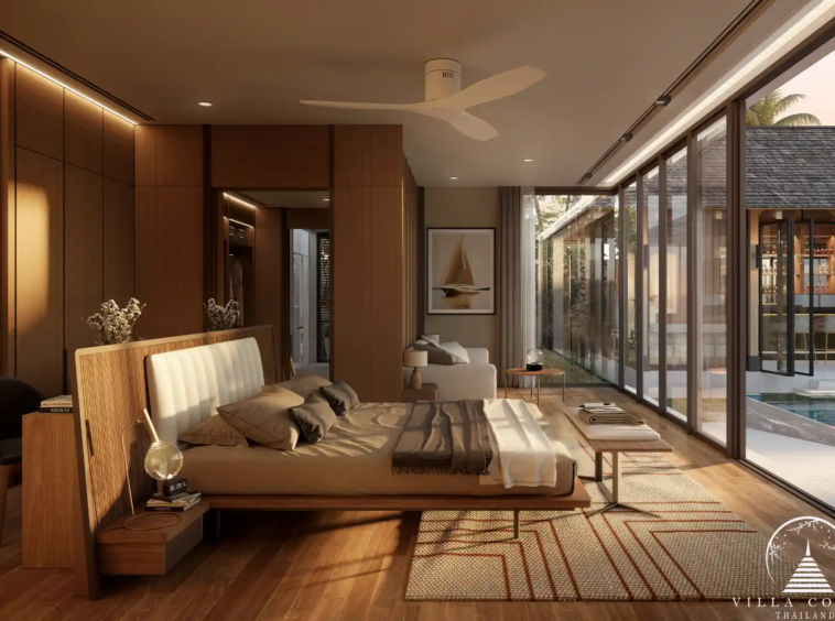 Master bedroom at Stella Estate with panoramic views and relaxation areas