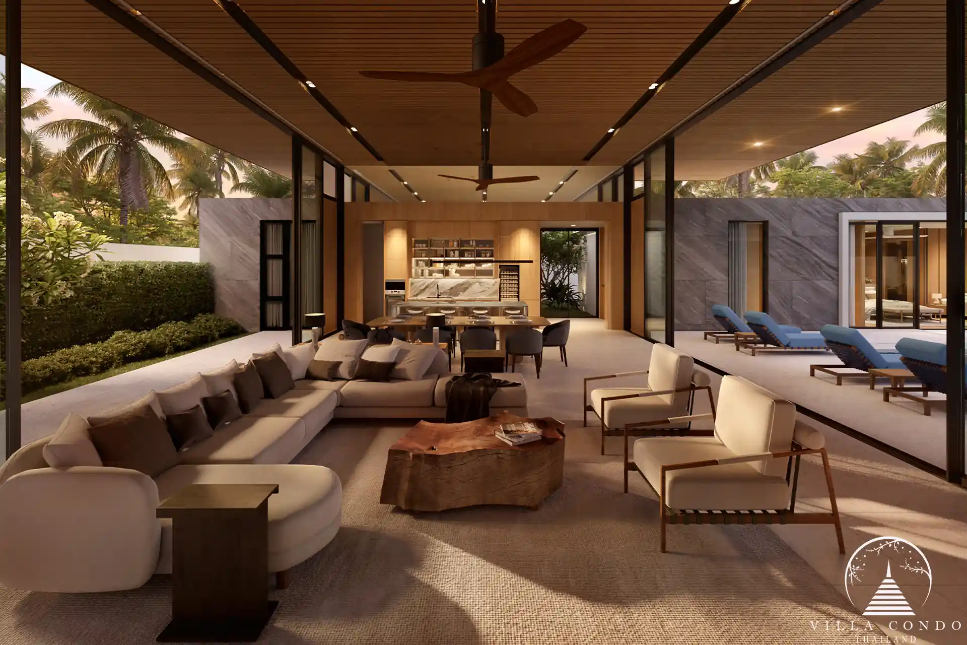 Spacious living area at Stella Estate with high ceilings and natural light