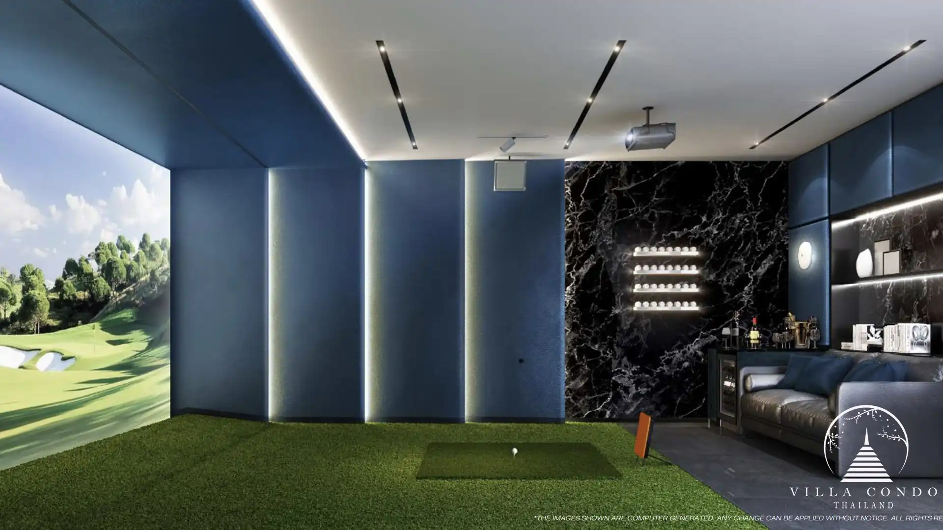 Golf Simulator at The Modeva offering an interactive golf experience.