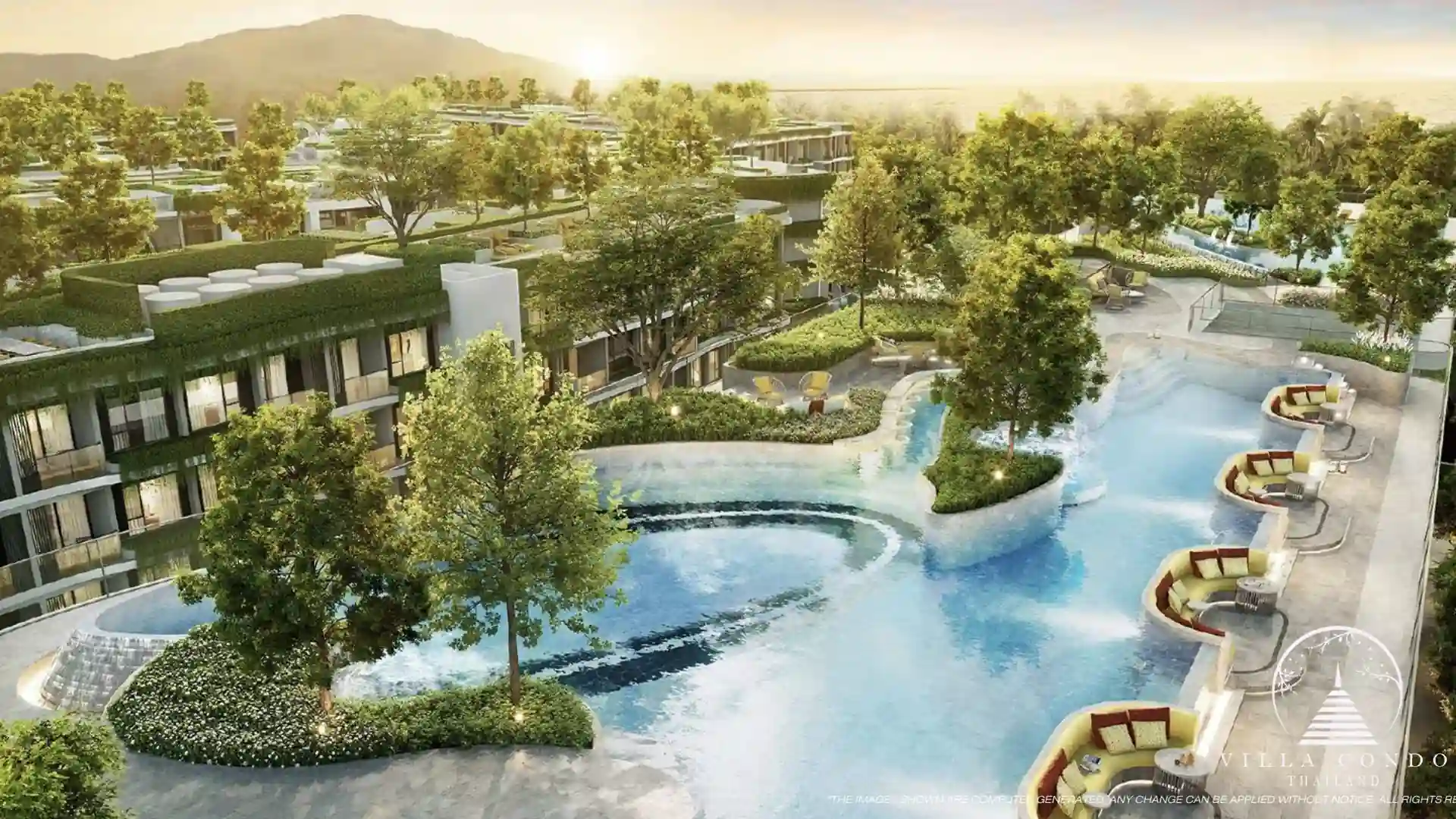 The Earth Utopia pool area at The Modeva with jacuzzi and hydrotherapy.