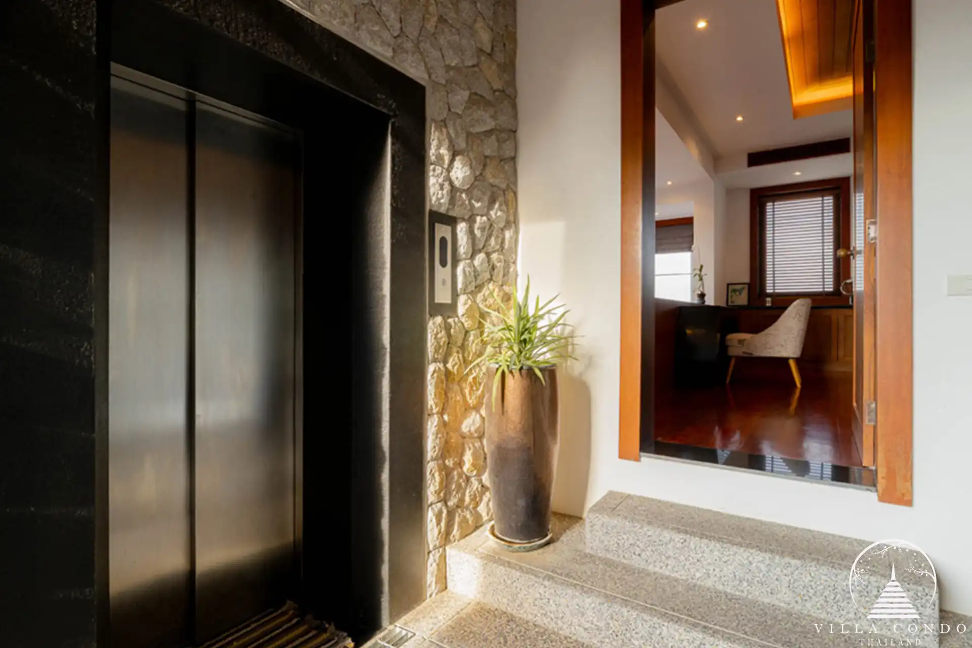 Private elevator at Villa Yang Som providing easy access between levels