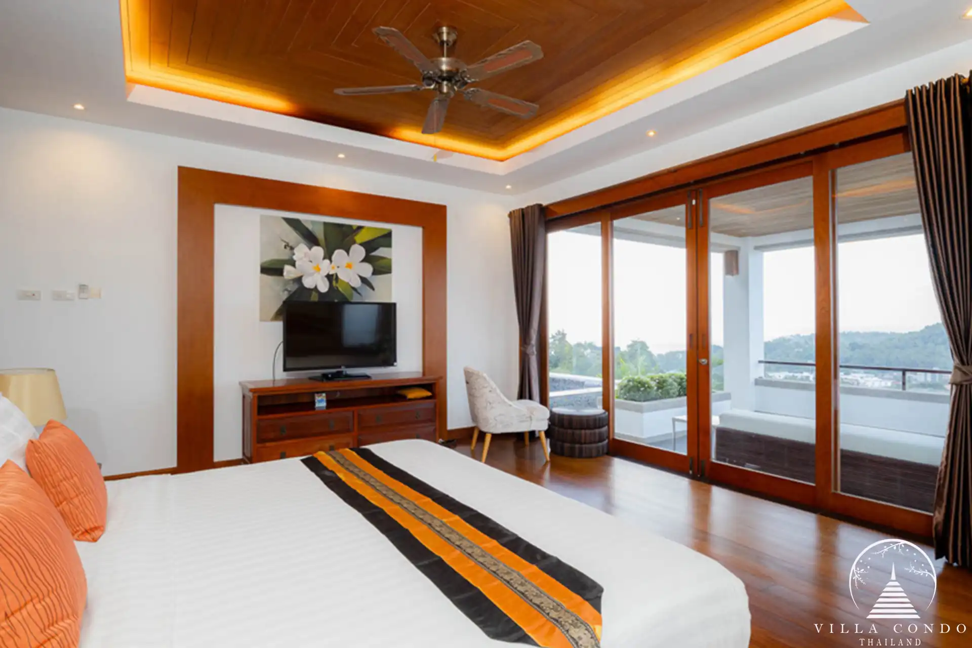 Elegant interior of Villa Yang Som with modern furnishings and floor-to-ceiling windows