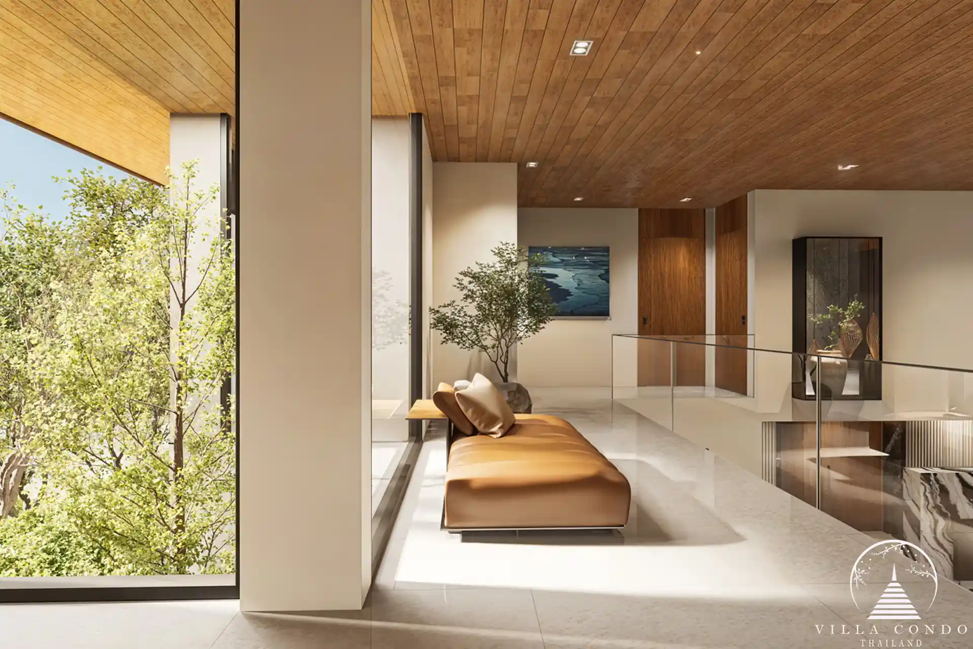 Elegant second-floor corridor at Aqua Plus Villa