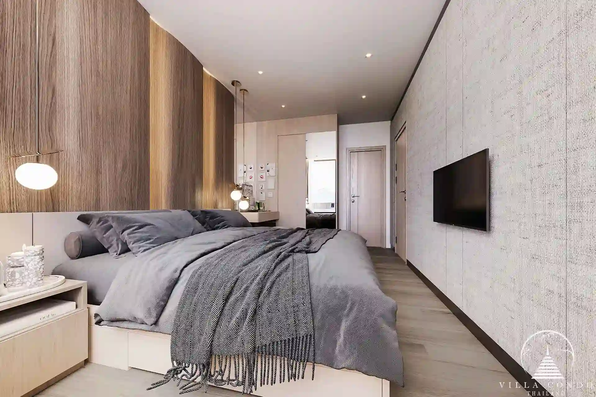 Arise Vibe Condo cozy bedroom design with soft lighting in Thalang Phuket