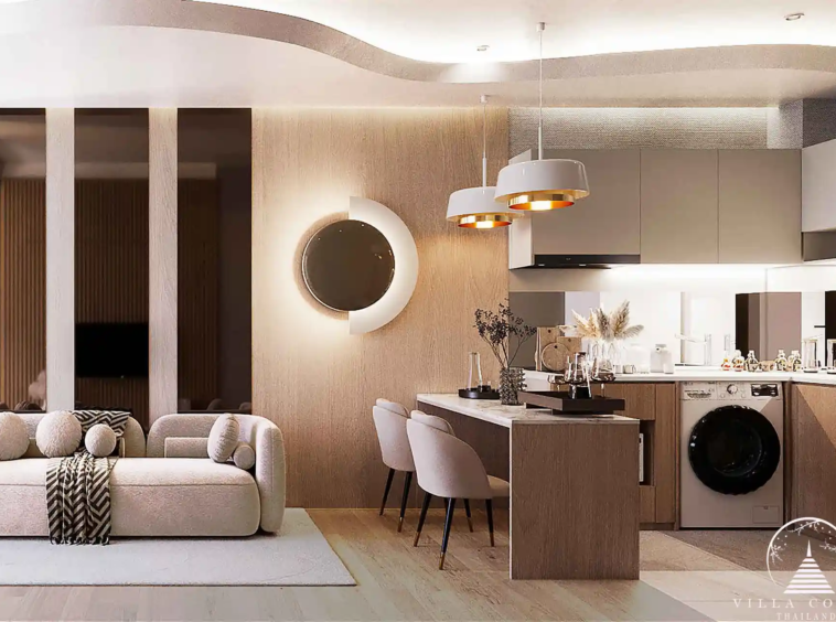 Arise Vibe Condo kitchen and dining area with modern design in Thalang Phuket