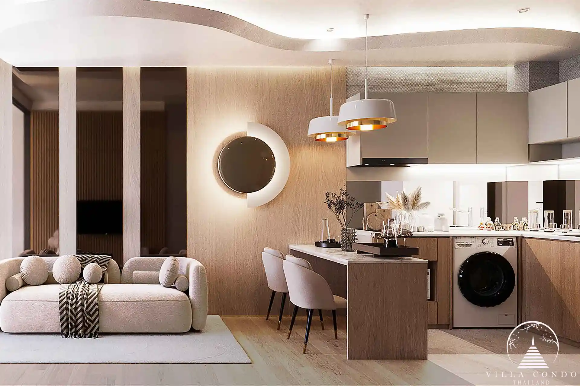 Arise Vibe Condo kitchen and dining area with modern design in Thalang Phuket