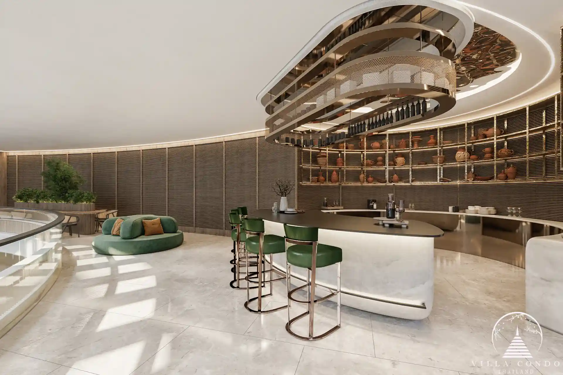 Arise Vibe Condo sky bar with modern design and seating in Thalang Phuket