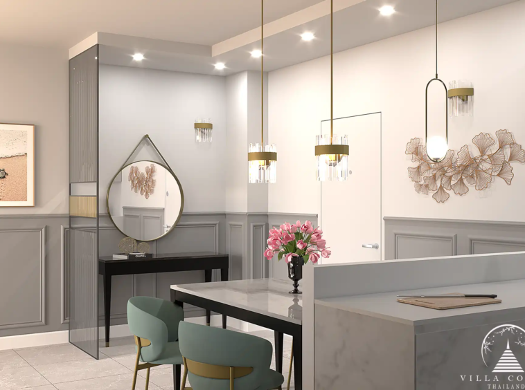 Babylon Sky Garden Phase 2 contemporary kitchen with pendant lights in Rawai.