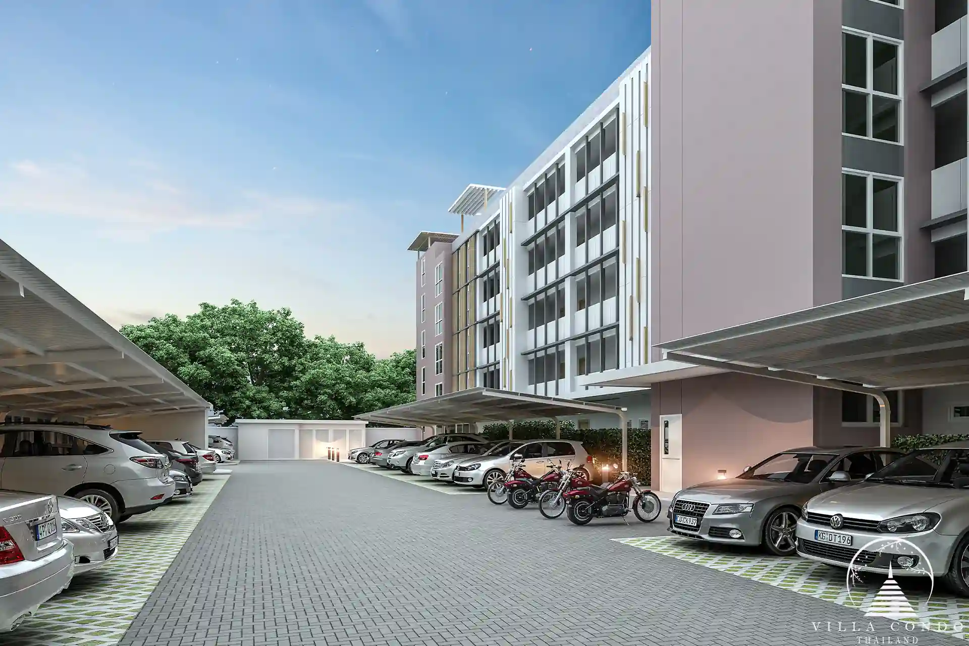Babylon Sky Garden Phase 2 covered parking area in Rawai Phuket