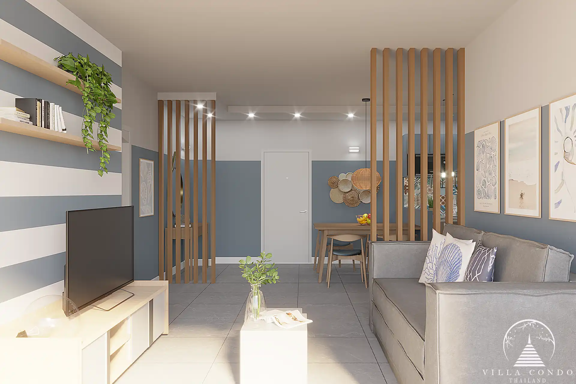 Babylon Sky Garden Phase 2 cozy living space with soft lighting in Rawai.