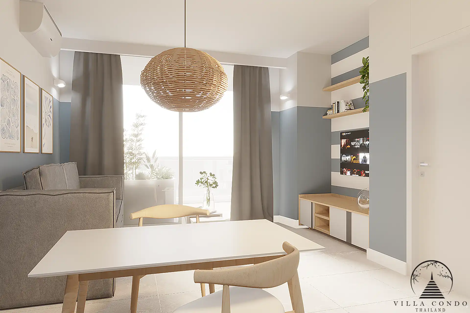 Babylon Sky Garden Phase 2 dining space adjoining living area in Rawai.