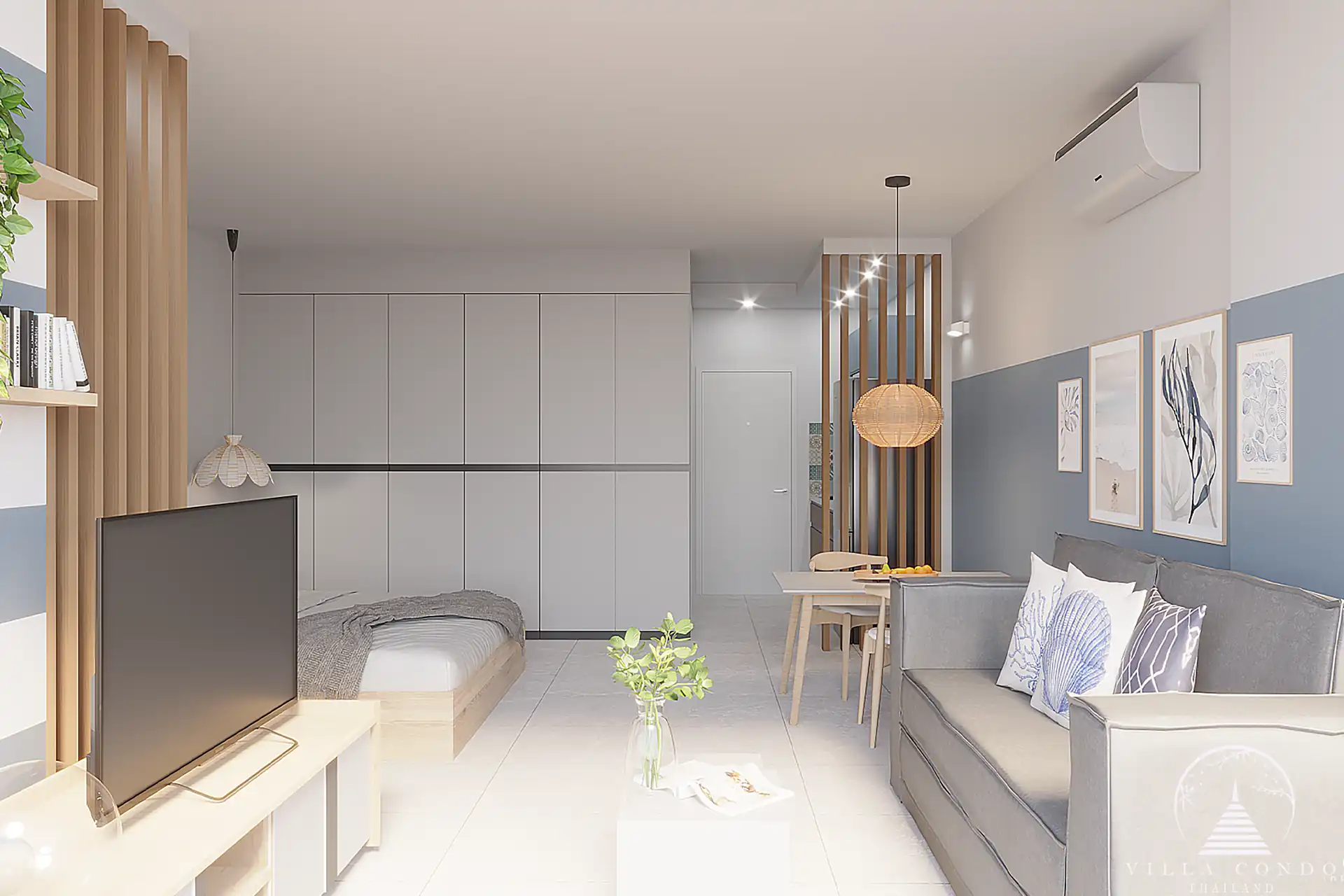 Babylon Sky Garden Phase 2 open-layout living room in Rawai condo.