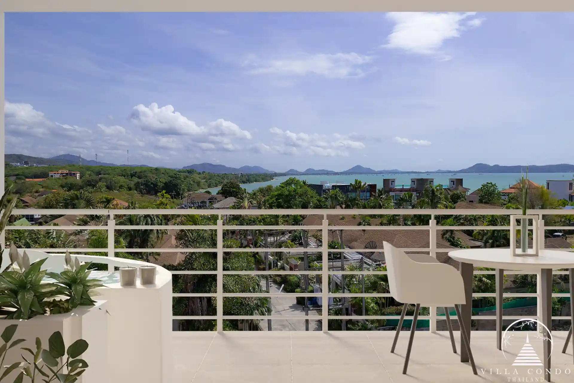 Babylon Sky Garden Phase 2 sea-view balcony with seating in Rawai Phuket