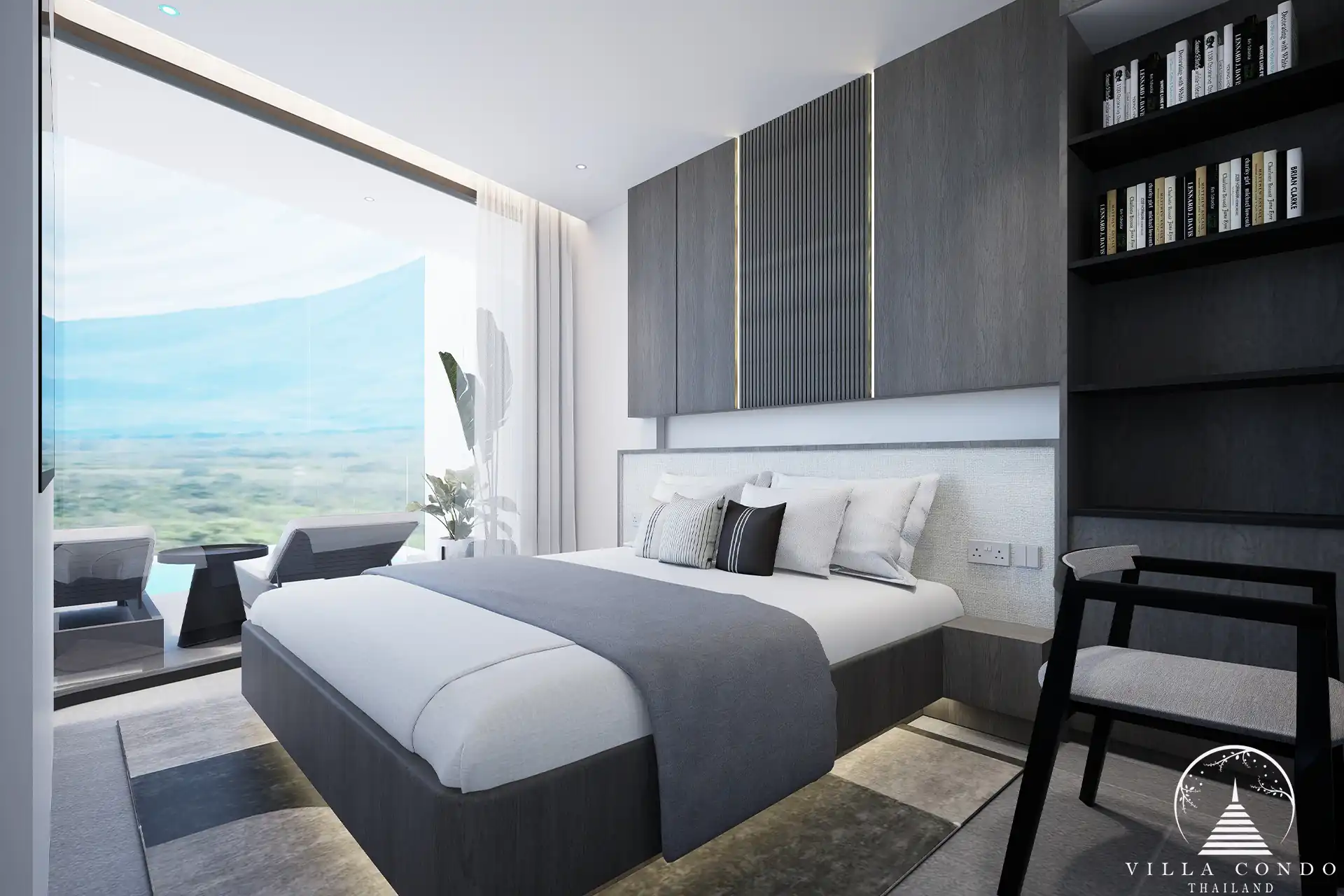 City De Phuket bedroom with built-in storage and wardrobe
