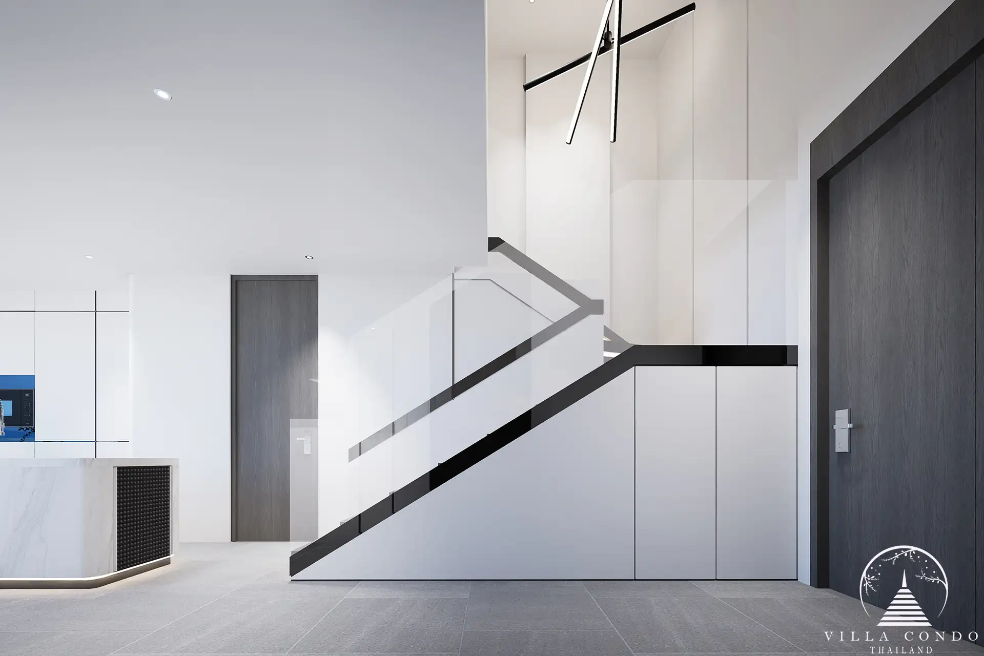 City De Phuket condo Kamala modern staircase with glass railing