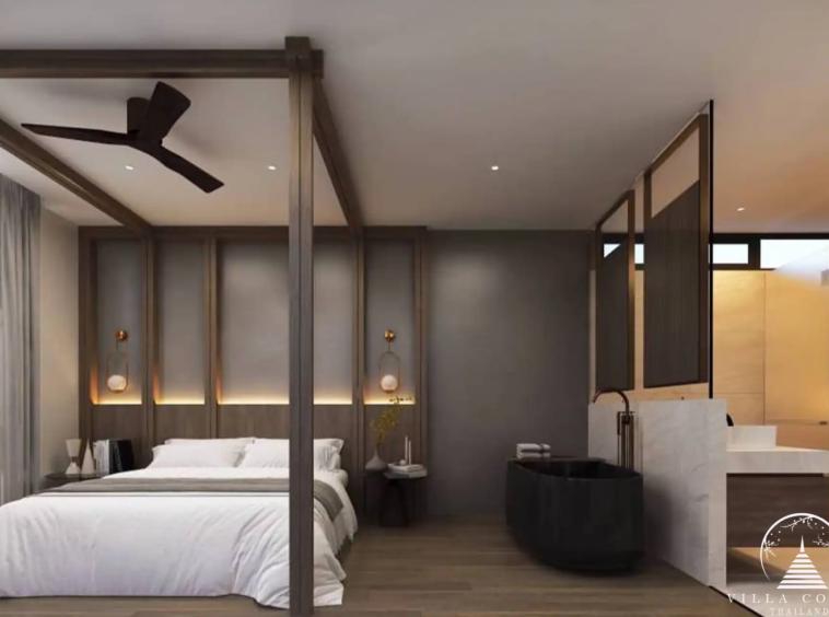 Dareeya Pool Villas Bangtao bedroom with freestanding bathtub
