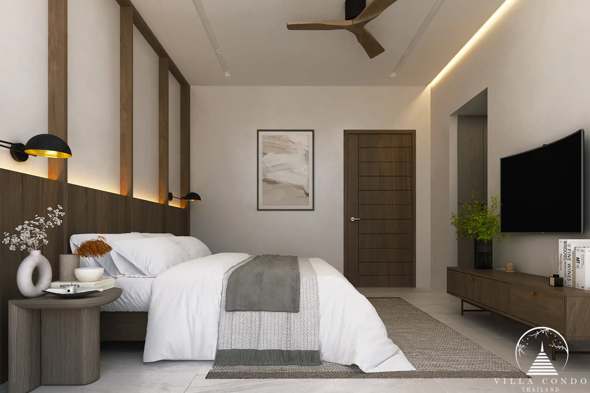 Dareeya Pool Villas Bangtao bedroom with modern interior design