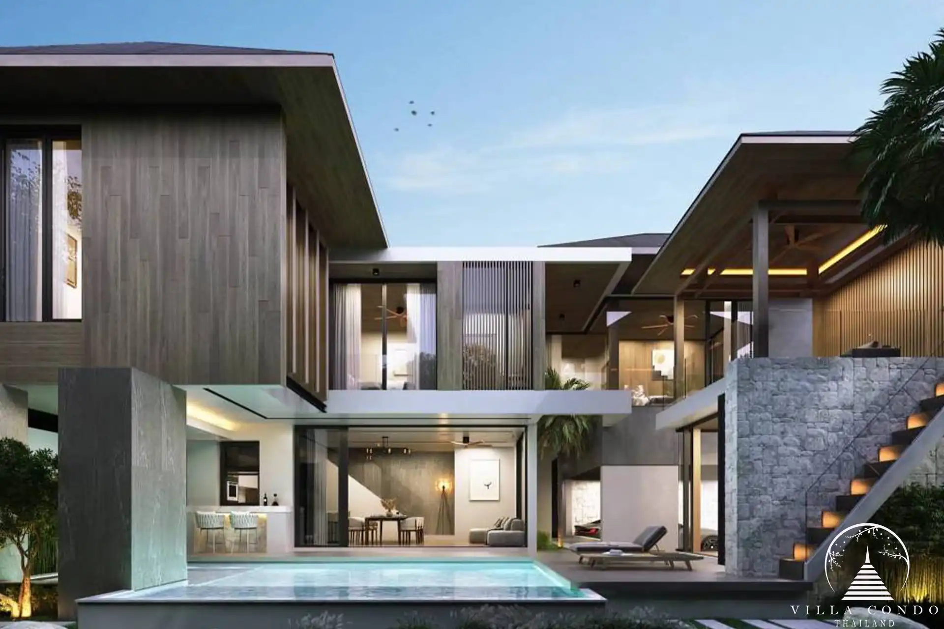 Dareeya Pool Villas Bangtao open living with central swimming pool