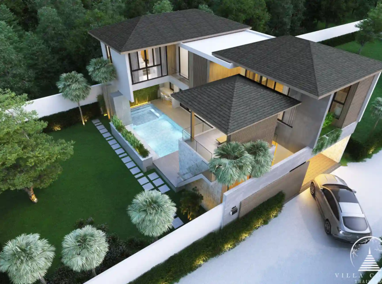 Dareeya Pool Villas Bangtao aerial view with private garden in Phuket