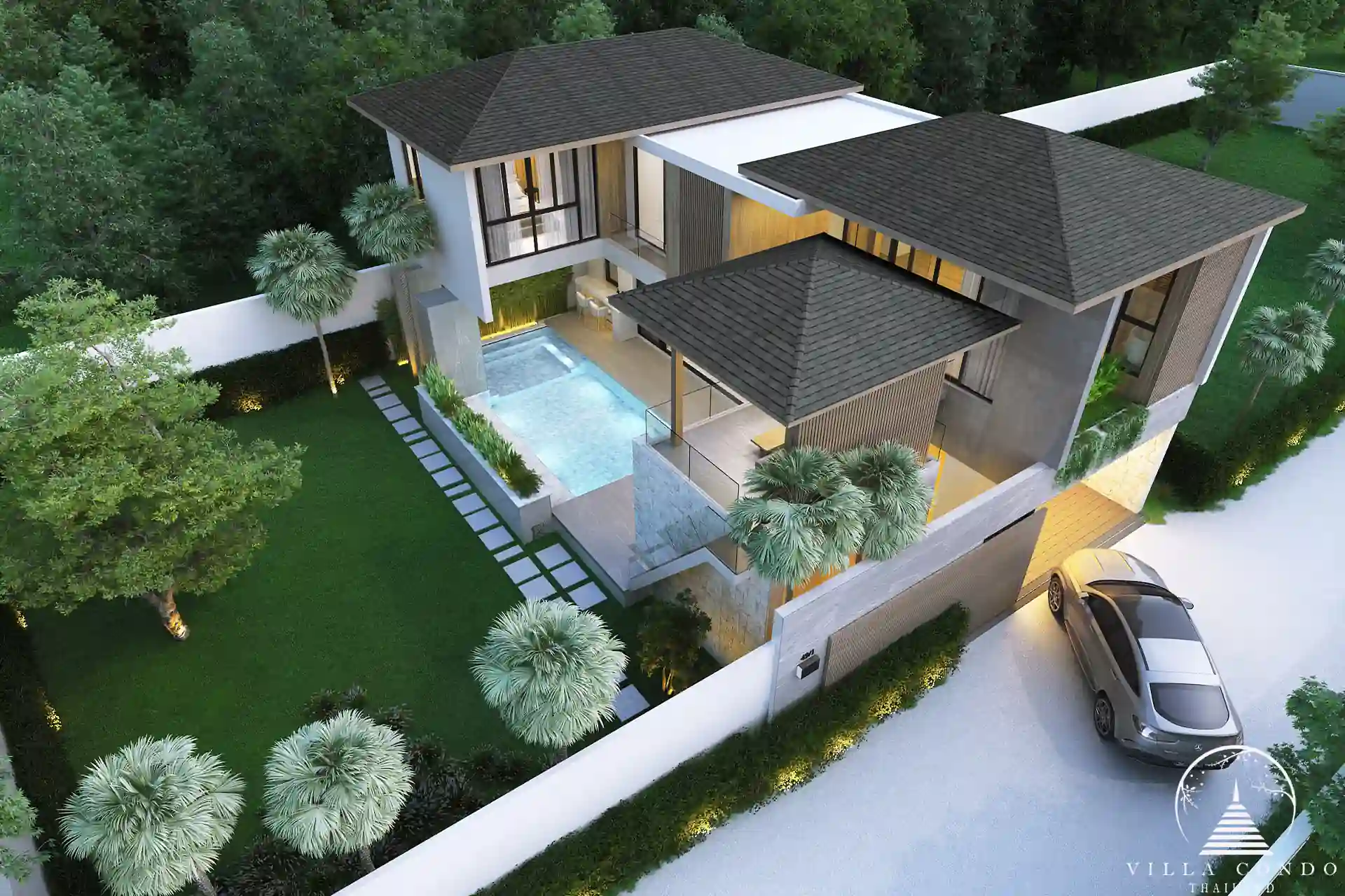 Dareeya Pool Villas Bangtao aerial view with private garden in Phuket