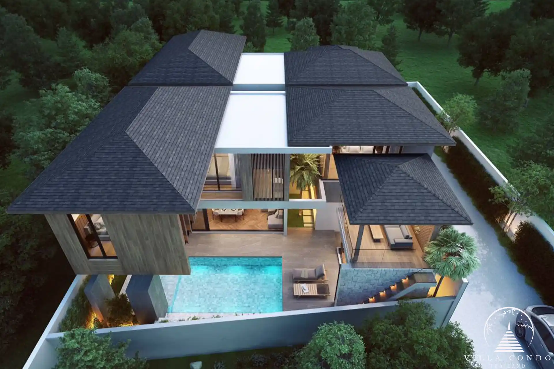 Dareeya Pool Villas Bangtao rooftop view of private swimming pool