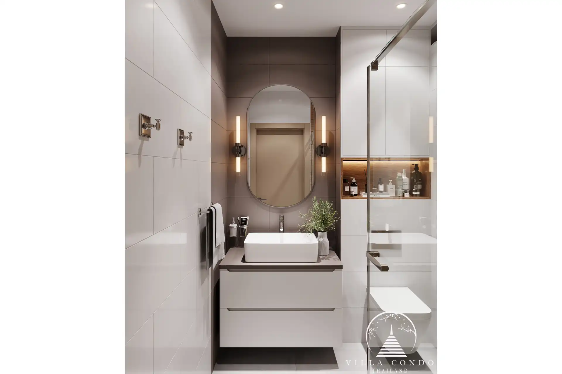 Dominion Rawai 2 bedroom 64 sqm modern bathroom with glass shower