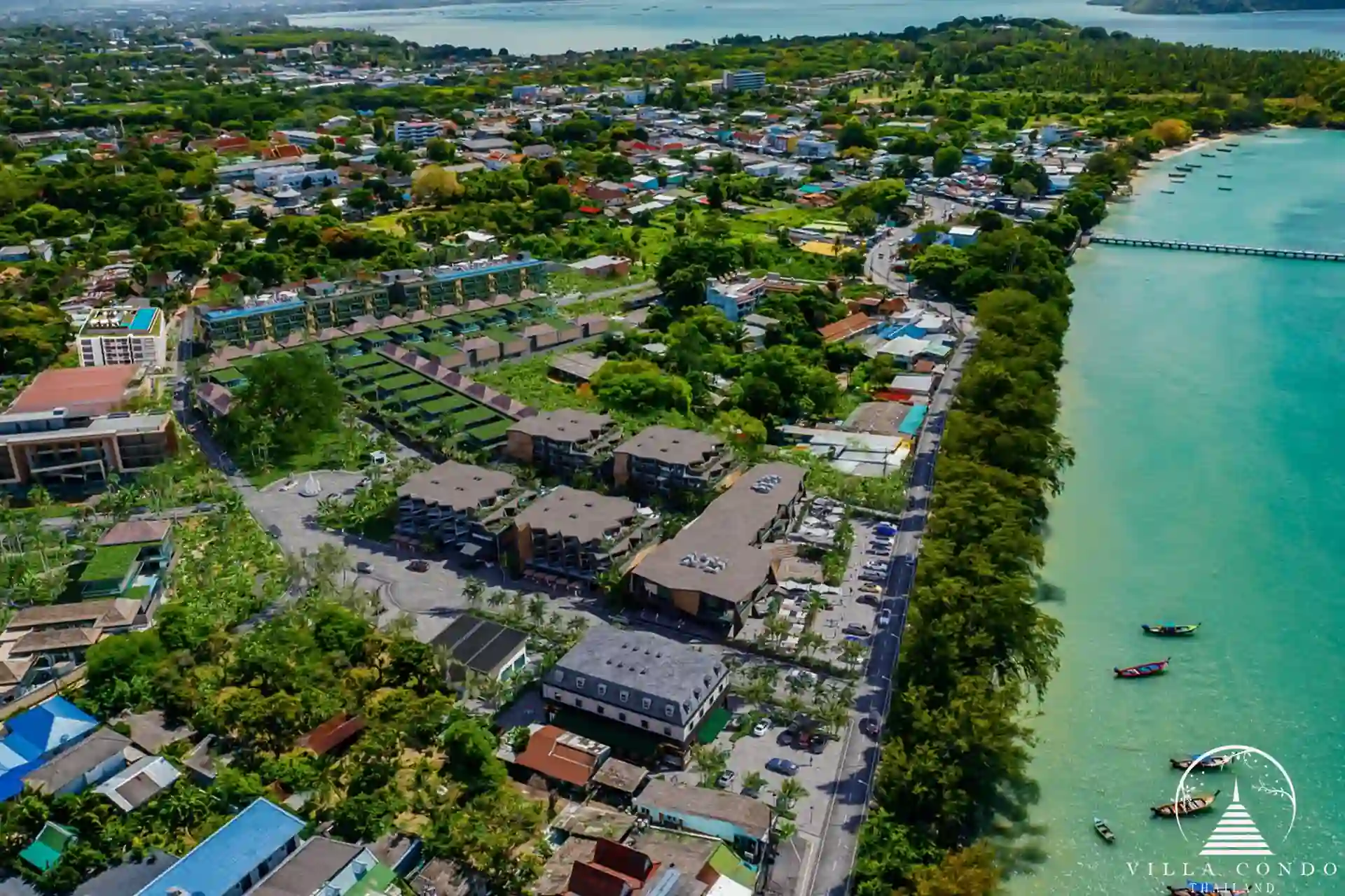 Aerial view of Dominion Rawai beachfront development in Phuket