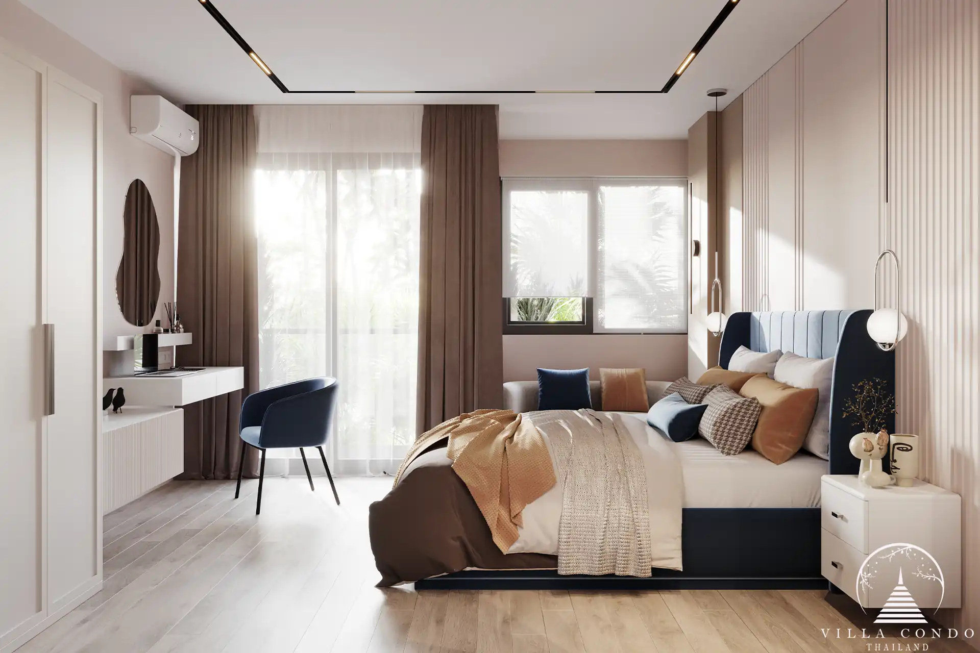 Elegant bedroom interior at Dominion Rawai with modern decor